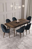 Calvin Barok Desen 80x132 MDF Açılabilir Mutfak Masası Takımı 6  Sandalye