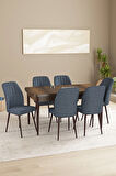 Floryn Barok Desen 80 X 132 Açılabilir MDF Mutfak Masa Takımı 6 Sandalye