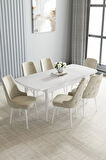 Ikon Meşe Desen 80x132 MDF Açılabilir Yemek Masası Takımı 6  Sandalye