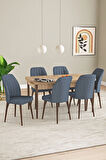 Laris Meşe Desen 80 X 132 Açılabilir MDF Mutfak Masa Takımı 6 Sandalye