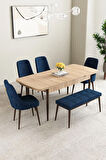 Calvin Beyaz Mermer Desen 80x132 MDF Açılabilir Mutfak Masası Takımı 4 Sandalye, 1 Bench