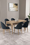 Milas Barok Desen 80x132 MDF Açılabilir Yemek Masası Takımı 4 Sandalye, 1 Bench