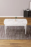 Lara Beyaz Mermer Desen 80 X 132 Açılabilir MDF Mutfak Masası 4 Sandalye, 1 Bench