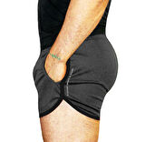 Boomenbex Antrasit Crossfit Şort Külotlu Kısa Siyah Biyeli Cepli Esnek