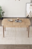 Calvin Meşe Desen 80x132 MDF Açılabilir Mutfak Masası Takımı 4  Sandalye