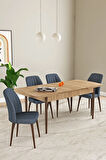 Elis Meşe Desen 80x132 Açılabilir Masa Takımı 4  Sandalye