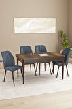 Floryn Barok Desen 80 X 132 Açılabilir MDF Mutfak Masa Takımı 4 Sandalye
