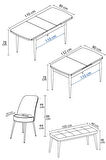 Jusie Meşe Desen 80x132 Açılabilir Mutfak Masası Takımı 4  Sandalye