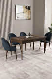 Milas Barok Desen 80x132 MDF Açılabilir Mutfak Masası Takımı 4  Sandalye