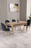Milas Meşe Desen 80x132 MDF Açılabilir Mutfak Masası Takımı 4  Sandalye