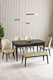 Lara Beyaz Mermer Desen 80 X 132 Açılabilir MDF Mutfak Masası 4  Sandalye