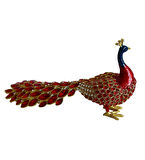 Kristal Taşlı Tavus Kuşu Biblo ve Mücevher Kutusu – 12x22x9 cm, Hediyelik Dekoratif Figür