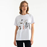  Tarrzz Enjoy Ride  Tasarım Tişört Sanatsal Baskılı Tişört %100 Pamuklu Beyaz Bisiklet Yaka Kısa Kollu Tasarım Tshirt