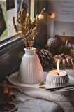 Beyaz Renk 3 Parça Tealight Vazo Tepsi Seti
