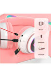  ARELL TEKNOLOJİ Cat Ear Wıreless Kulaklık Kart Girişli Radyo Kedi Bluetooth Yüksek Ses Led Işıklı+12 Saat Şarj