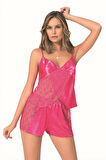 Aria's Closet Somon Saten Babydoll Şort Takımı