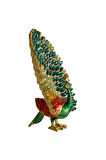 Kristal Taşlı Metal Tavus Kuşu Biblo – El İşçiliği Dekoratif Figür – 17x16 cm – Lüks Ev & Ofis Süs Eşyası