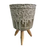 Antik Görünümlü Ayaklı Saksı (Yeşil Renk 13 Cm Genişliğinde)
