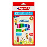 Bigpoint Mum Boya (Silinebilir) 12 Renk + Silgi ve Kalemtraş Hediye