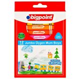 Bigpoint Jumbo Üçgen Pastel Mum Boya 12 Renk