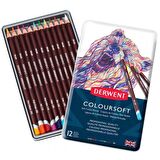 Derwent Coloursoft Pencil 12'li Teneke Kutu (Yumuşak Kuru Boya Kalemi)