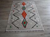 Dekoratif Örgü Saçaklı Salon Halısı Makinada Yıkanabilir Mutfak Halısı Kaymaz Kırmızı Kilim 