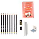 Adel Yayınları Eskiz Başlangıç Seti 8 + Dereceli kalem + a5 Defter + Dağıtıcı Set + silgi + Açacak + Hamur silgi
