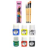 Pebeo Setacolor Opak Kumaş Boyası Seti Ana Renkler 6 X 45ml + Pebeo  Fırça Seti 4'lü (5)