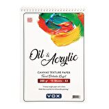 VOX Art Kanvas Dokulu Yağlı ve Akrilik Boya Defter A3 300gr 15 Yaprak