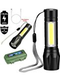 Yeni Model 2500 Lumens + 5W COB LED USB Lion Şarjlı Ultra Güçlü Q5 XPE Su Geçirmez Şarjlı El Feneri