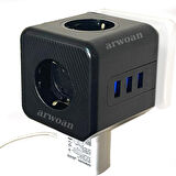 oklu Grup Priz Kablosuz Akım Korumalı Isıya Dayanıklı Termal Çocuk Korumalı 3x Usb 3.0 3x Fiş Girişli Ofis Ev