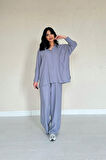 Mavi Alice Gömlek Ve Bol Kesim Pantolon Takım