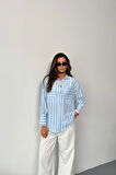 ÇİZGİLİ GÖMLEK - Mavi