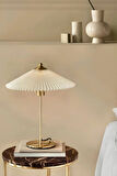 Exclusive Collection Krem Şapka Tasarım Umbrella Abajur Eskitme Gold Sarı