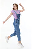 Kadın Askılı Denim Kot Tulum