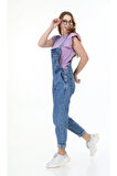 Kadın Askılı Denim Kot Tulum