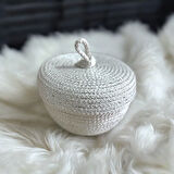 Hasır Sepet, Kapaklı Dekoratif Sepet, Çok Amaçlı Kutu, Şekerlik Sepeti