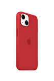 Ask Cover Apple iPhone 13 için MagSafe Özellikli Silikon Kılıf Lansman Logolu Kılıf - Kırmızı