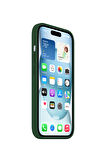 Ask Cover Apple iPhone 15 için MagSafe Özellikli Silikon Kılıf Lansman Logolu Kılıf - Haki