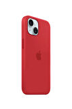 Ask Cover Apple iPhone 15 için MagSafe Özellikli Silikon Kılıf Lansman Logolu Kılıf - Kırmızı