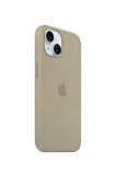 Ask Cover Apple iPhone 15 için MagSafe Özellikli Silikon Kılıf Lansman Logolu Kılıf - Taş