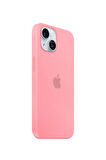 Ask Cover Apple iPhone 15 Plus için MagSafe Özellikli Silikon Kılıf Lansman Logolu Kılıf - Açık Pembe