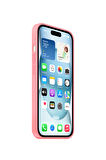 Ask Cover Apple iPhone 15 Plus için MagSafe Özellikli Silikon Kılıf Lansman Logolu Kılıf - Açık Pembe