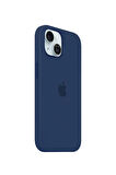 Ask Cover Apple iPhone 15 Plus için MagSafe Özellikli Silikon Kılıf Lansman Logolu Kılıf - Lacivert