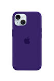 Ask Cover Apple iPhone 15 Plus için MagSafe Özellikli Silikon Kılıf Lansman Logolu Kılıf - Mor