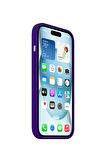 Ask Cover Apple iPhone 15 Plus için MagSafe Özellikli Silikon Kılıf Lansman Logolu Kılıf - Mor