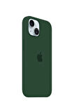 Ask Cover Apple iPhone 15 Plus için MagSafe Özellikli Silikon Kılıf Lansman Logolu Kılıf - Zümrüt