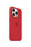 Ask Cover Apple iPhone 15 Pro için MagSafe Özellikli Silikon Kılıf Lansman Logolu Kılıf - Kırmızı