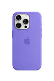 Ask Cover Apple iPhone 15 Pro için MagSafe Özellikli Silikon Kılıf Lansman Logolu Kılıf - Lila