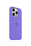 Ask Cover Apple iPhone 15 Pro için MagSafe Özellikli Silikon Kılıf Lansman Logolu Kılıf - Lila